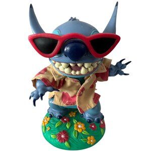 Disney Stitch Bobblehead Wearing Sunglasses Hawaiian Shirt Flower Base 2001 Hasb